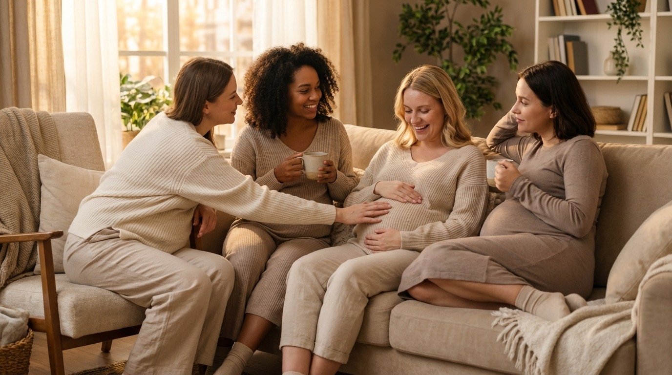 Pregnant women sitting on sofa